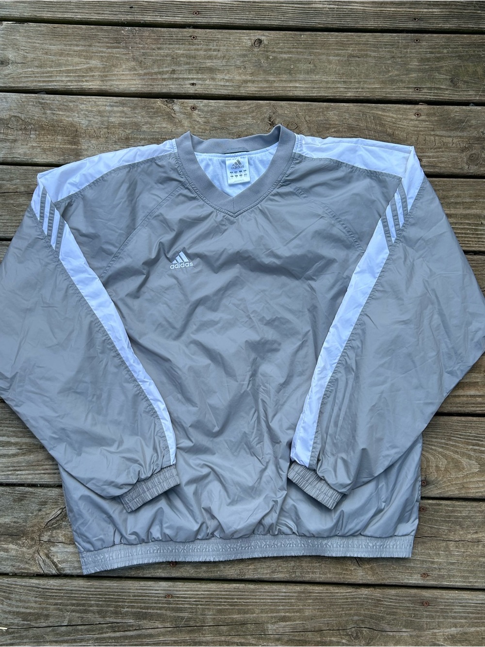 adidas Gray and White Pullover Windbreaker